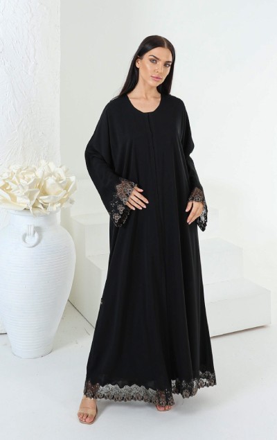 BLACK EMBROIDERY ABAYA
