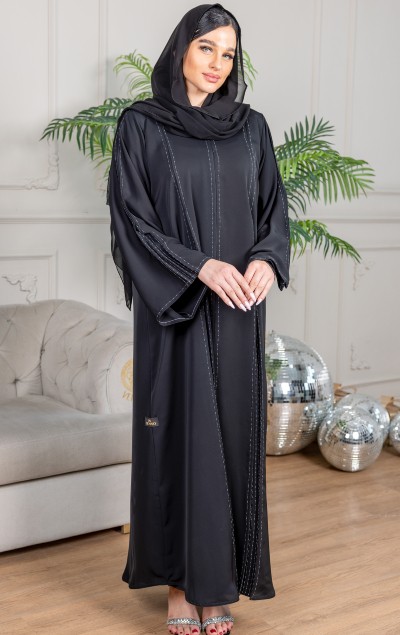 BLACK EMBROIDERY ABAYA