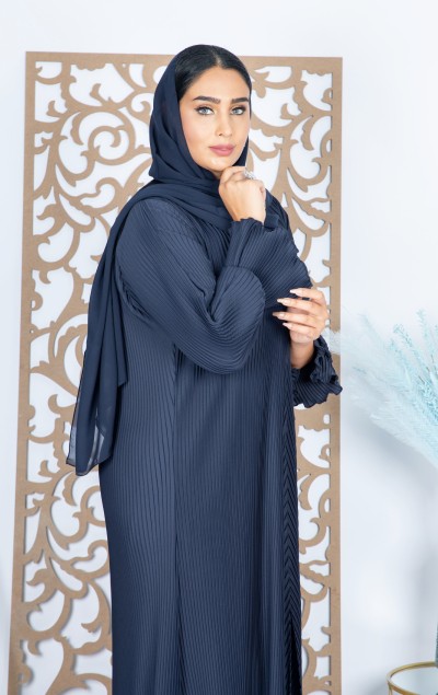 NAVY CLOUSH PLEATED ABAYA
