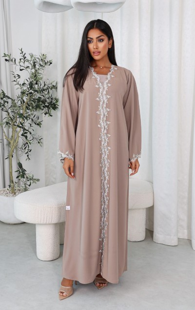 DARK BEIGE DENTELL ABAYA