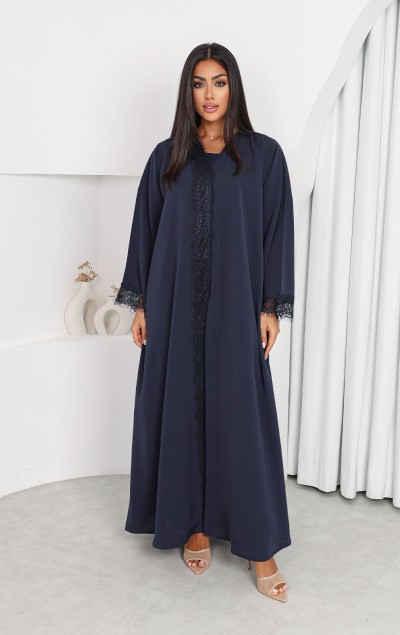NAVY DENTELLE ABAYA